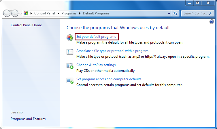 Default Programs