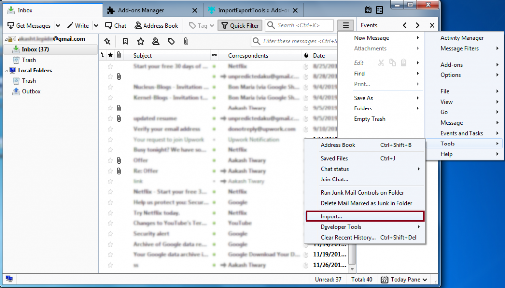 import data from outlook to mailbird